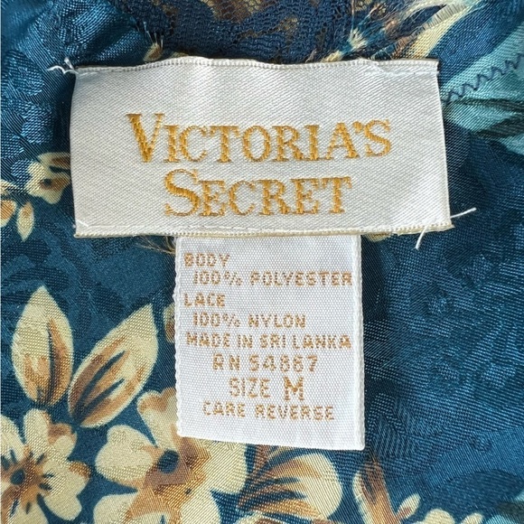 Vintage Victoria’s Secret Gold Label Floral Lace Chemise Slip Nightie Teal Med - Picture 11 of 15